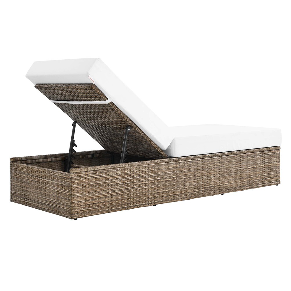 Convene Outdoor Patio Chaise Lounge Chair in Cappuccino White by Modway - Image 6