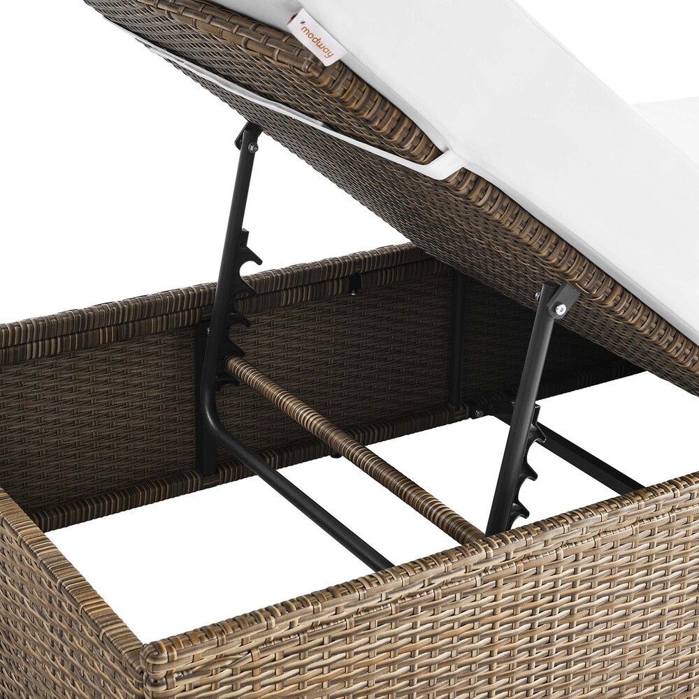 Convene Outdoor Patio Chaise Lounge Chair in Cappuccino White by Modway - Image 8