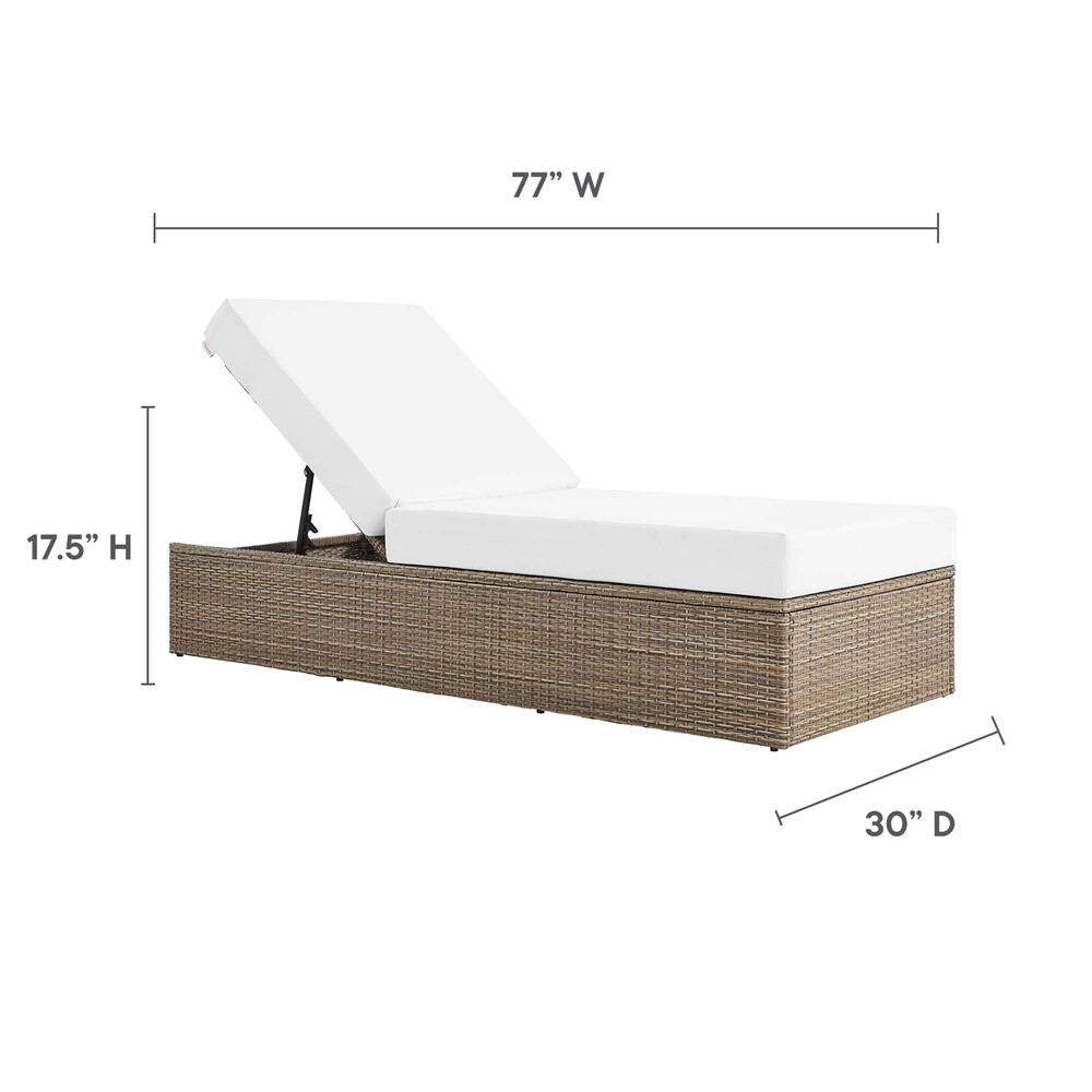 Convene Outdoor Patio Chaise Lounge Chair in Cappuccino White by Modway - Image 3