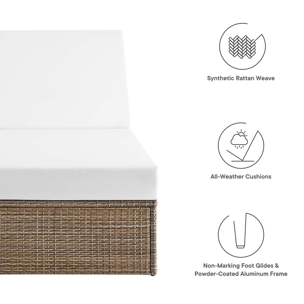 Convene Outdoor Patio Chaise Lounge Chair in Cappuccino White by Modway - Image 2