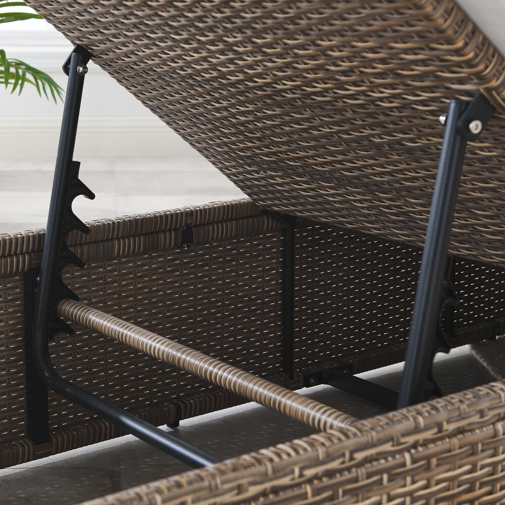 Convene Outdoor Patio Chaise Lounge Chair in Cappuccino White by Modway - Image 10
