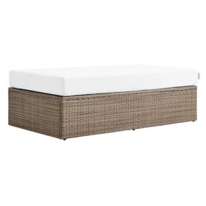 Convene Outdoor Patio Rectangle Ottoman in Cappuccino White by Modway