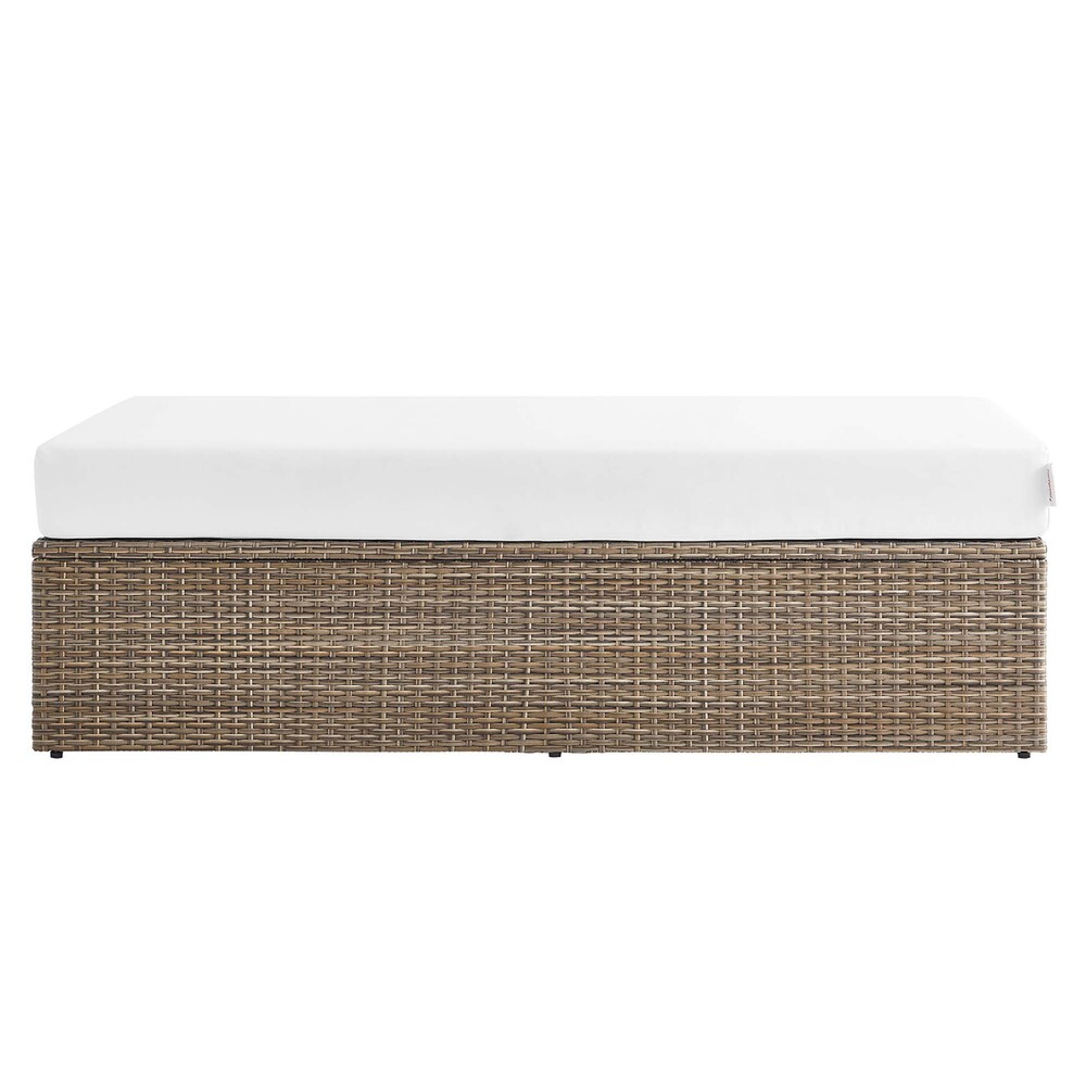 Convene Outdoor Patio Rectangle Ottoman in Cappuccino White by Modway - Image 4