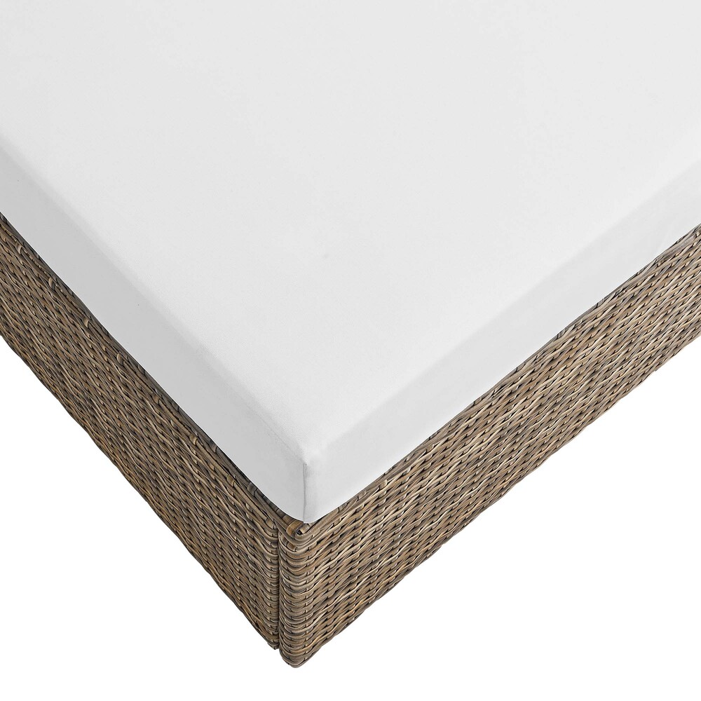 Convene Outdoor Patio Rectangle Ottoman in Cappuccino White by Modway - Image 5