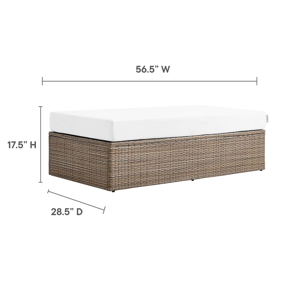 Convene Outdoor Patio Rectangle Ottoman in Cappuccino White by Modway - Image 3