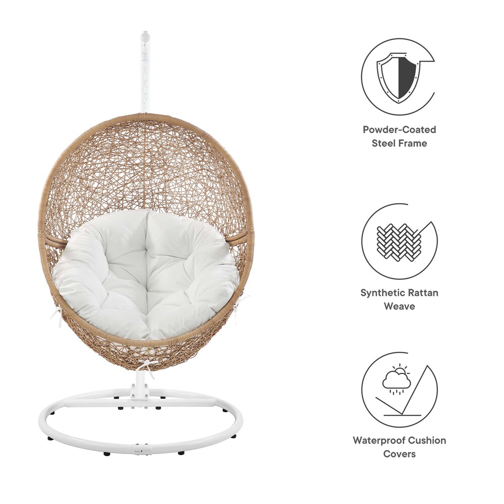 Encase Outdoor Patio Rattan Swing Chair in Cappuccino White by Modway - Image 2