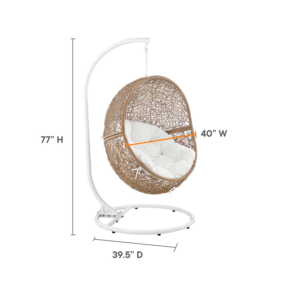 Encase Outdoor Patio Rattan Swing Chair in Cappuccino White by Modway - Image 3