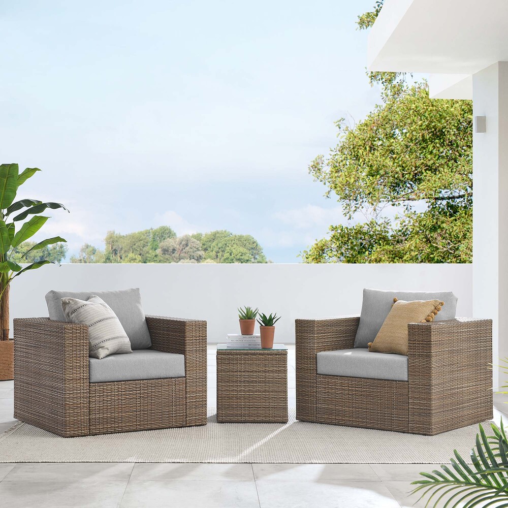 Convene 3-Piece Outdoor Patio Furniture Set in Cappuccino Gray by Modway - Image 9