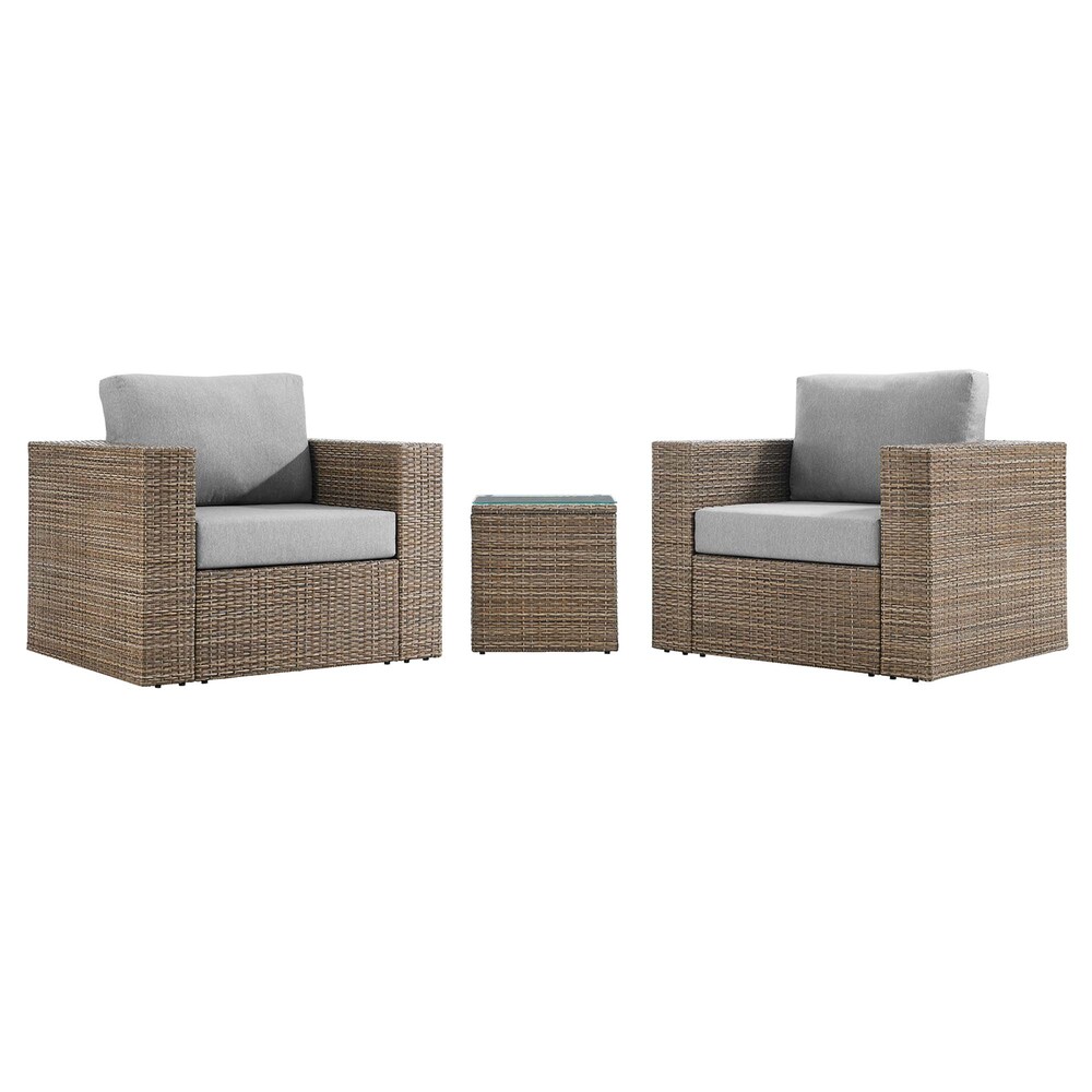 Convene 3-Piece Outdoor Patio Furniture Set in Cappuccino Gray by Modway - Image 2