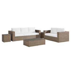 Convene 5-Piece Outdoor Patio Furniture Set in Cappuccino White by Modway