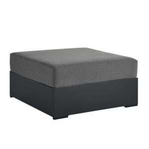 Tahoe Outdoor Patio Powder-Coated Aluminum Ottoman in Gray Charcoal by Modway