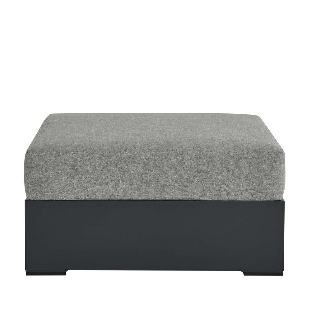 Tahoe Outdoor Patio Powder-Coated Aluminum Ottoman in Gray Gray by Modway - Image 4