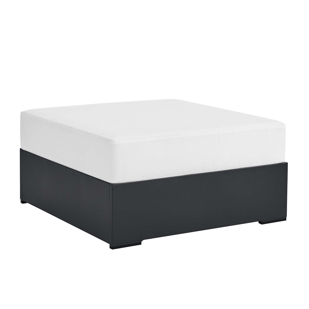 Tahoe Outdoor Patio Powder-Coated Aluminum Ottoman in Gray White by Modway