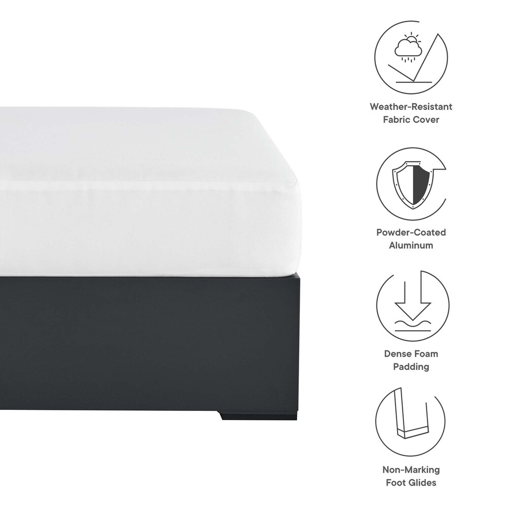 Tahoe Outdoor Patio Powder-Coated Aluminum Ottoman in Gray White by Modway - Image 2