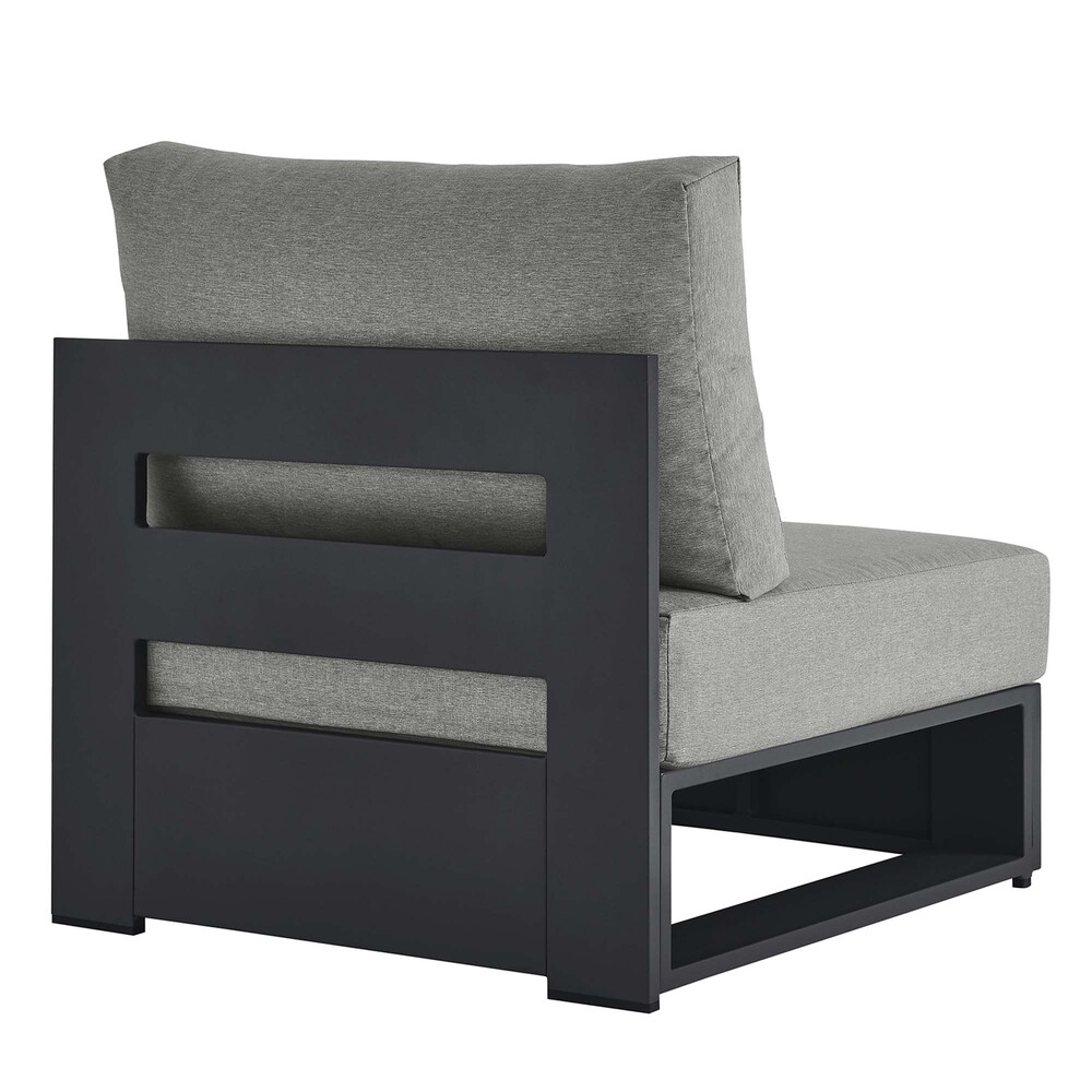 Tahoe Outdoor Patio Powder-Coated Aluminum Modular Armless Chair in Gray Gray by Modway - Image 5