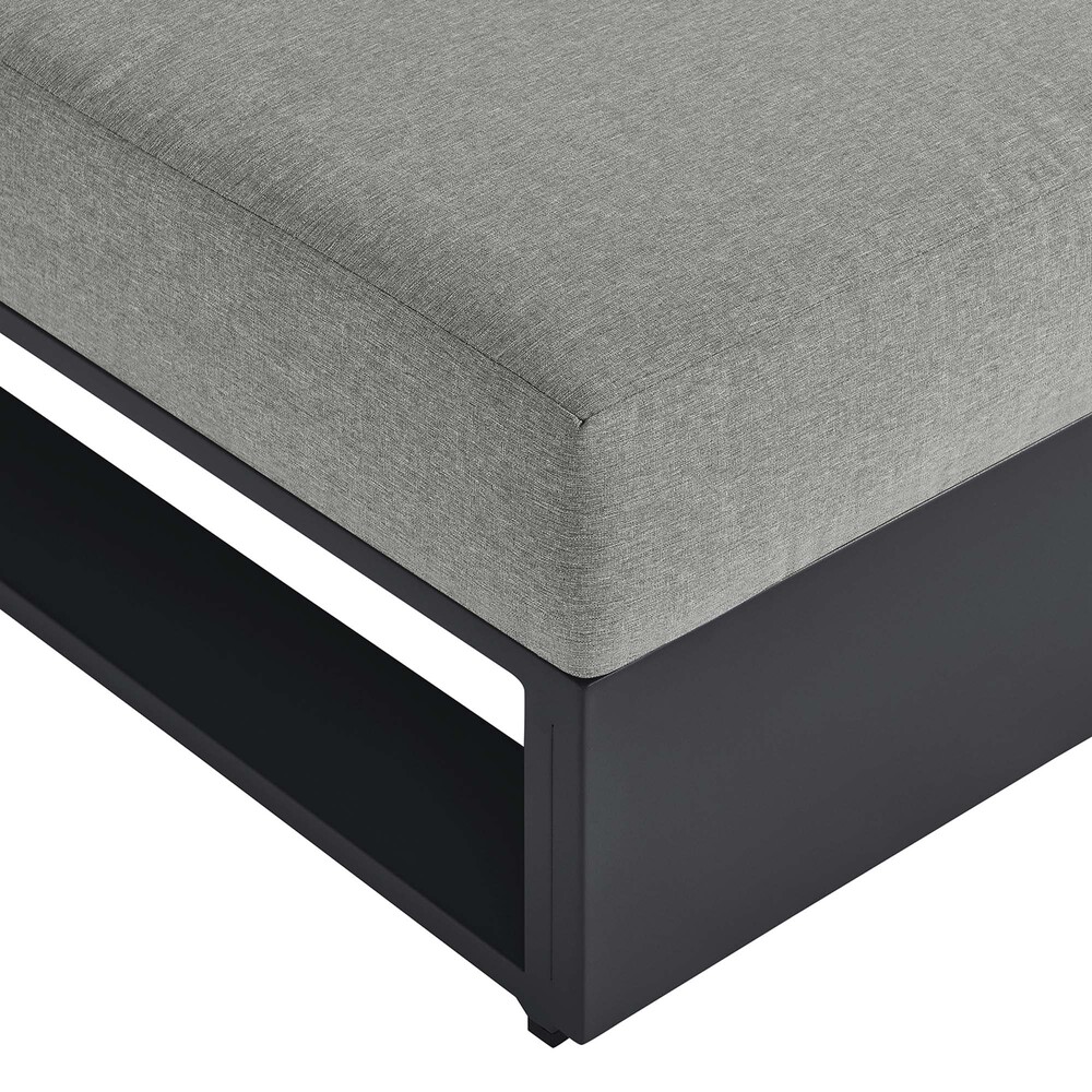 Tahoe Outdoor Patio Powder-Coated Aluminum Modular Armless Chair in Gray Gray by Modway - Image 7