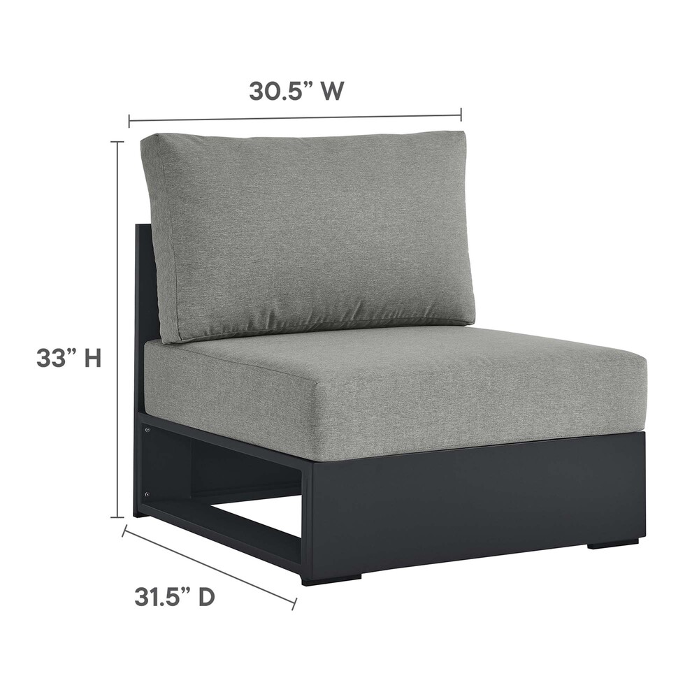Tahoe Outdoor Patio Powder-Coated Aluminum Modular Armless Chair in Gray Gray by Modway - Image 3