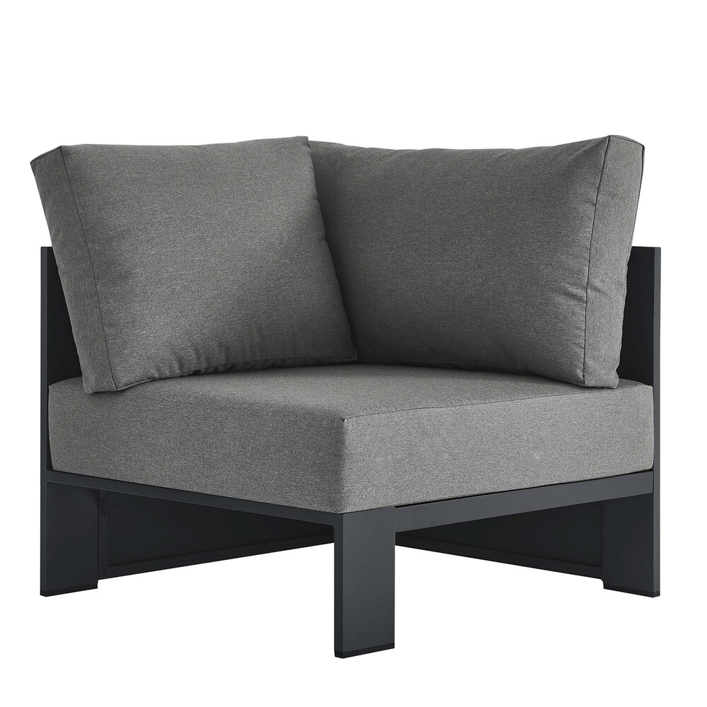 Tahoe Outdoor Patio Powder-Coated Aluminum Modular Corner Chair in Gray Charcoal by Modway