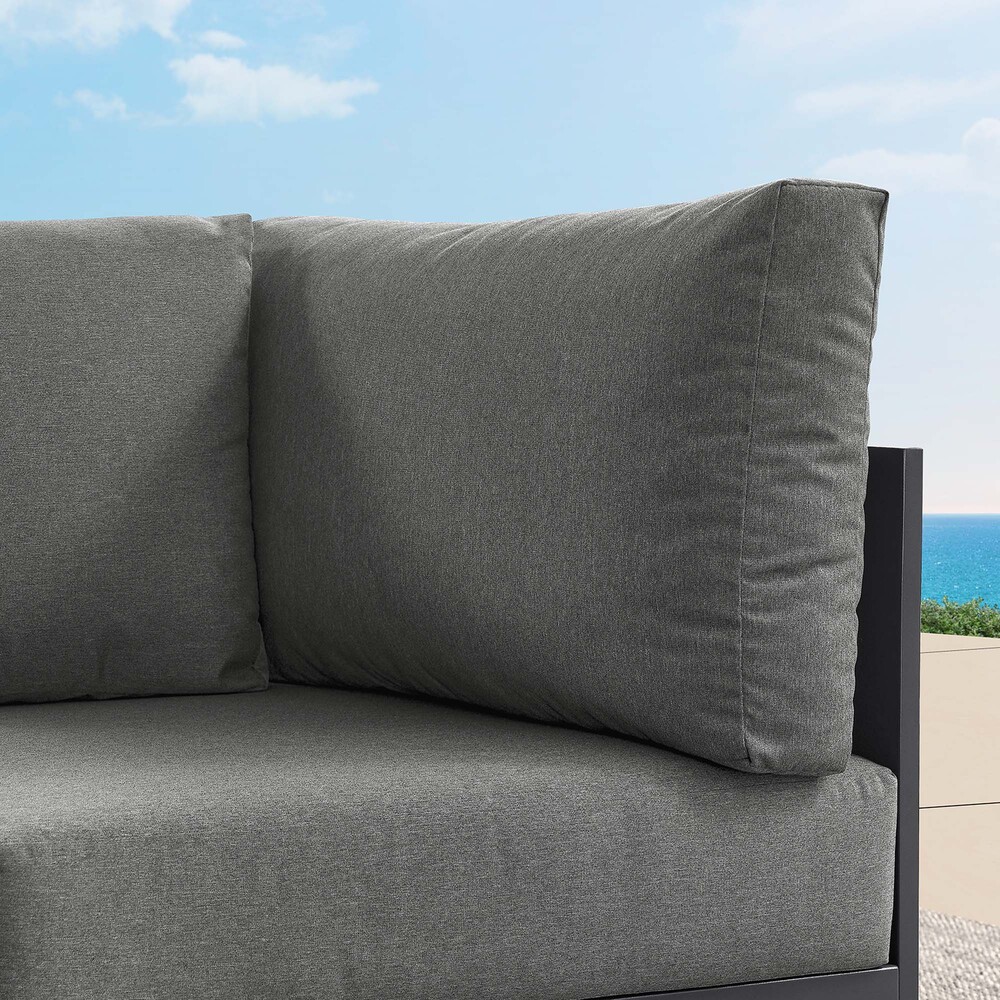 Tahoe Outdoor Patio Powder-Coated Aluminum Modular Corner Chair in Gray Charcoal by Modway - Image 8