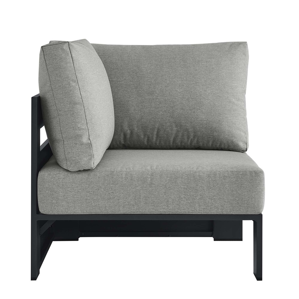 Tahoe Outdoor Patio Powder-Coated Aluminum Modular Corner Chair in Gray Gray by Modway - Image 4