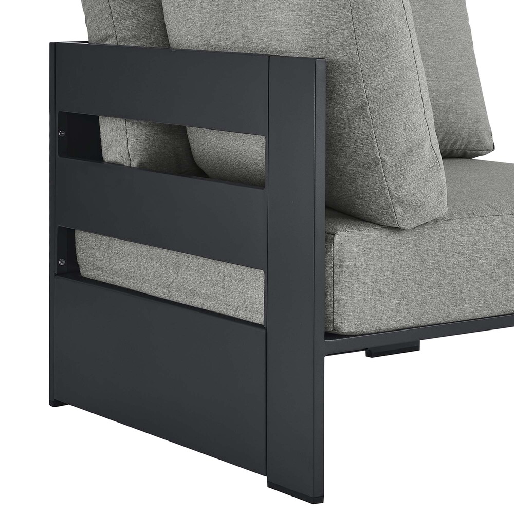 Tahoe Outdoor Patio Powder-Coated Aluminum Modular Corner Chair in Gray Gray by Modway - Image 6