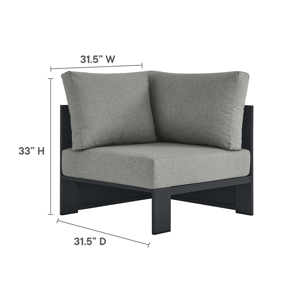 Tahoe Outdoor Patio Powder-Coated Aluminum Modular Corner Chair in Gray Gray by Modway - Image 3