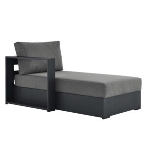 Tahoe Outdoor Patio Powder-Coated Aluminum Modular Left-Facing Chaise Lounge in Gray Charcoal by Modway