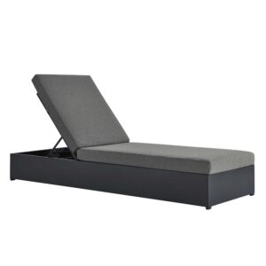 Tahoe Outdoor Patio Powder-Coated Aluminum Chaise Lounge Chair in Gray Charcoal by Modway