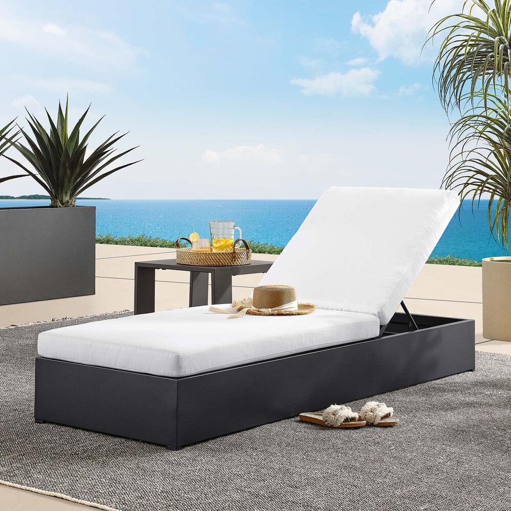Tahoe Outdoor Patio Powder-Coated Aluminum Chaise Lounge Chair in Gray White by Modway - Image 9