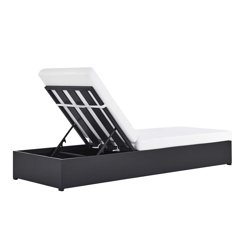 Tahoe Outdoor Patio Powder-Coated Aluminum Chaise Lounge Chair in Gray White by Modway - Image 5