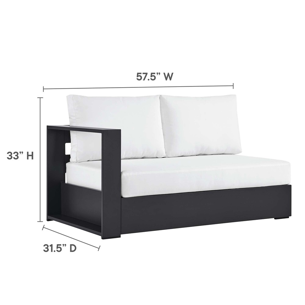 Tahoe 3-Piece Outdoor Patio Powder-Coated Aluminum Sectional Sofa Set in Gray White by Modway - Image 3