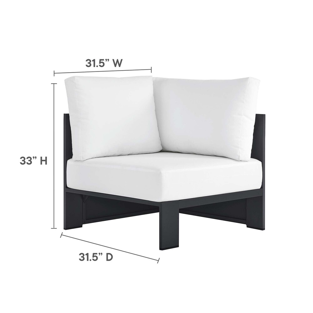 Tahoe 3-Piece Outdoor Patio Powder-Coated Aluminum Sectional Sofa Set in Gray White by Modway - Image 4