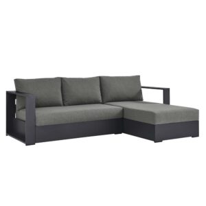 Tahoe 2-Piece Outdoor Patio Powder-Coated Aluminum Right-Facing Chaise Sectional Sofa Set in Gray Charcoal by Modway