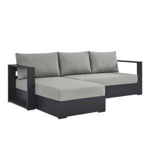 Tahoe 2-Piece Outdoor Patio Powder-Coated Aluminum Left-Facing Chaise Sectional Sofa Set in Gray Gray by Modway