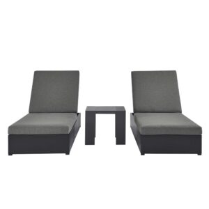 Tahoe 3-Piece Outdoor Patio Powder-Coated Aluminum Chaise Lounge Set in Gray Charcoal by Modway