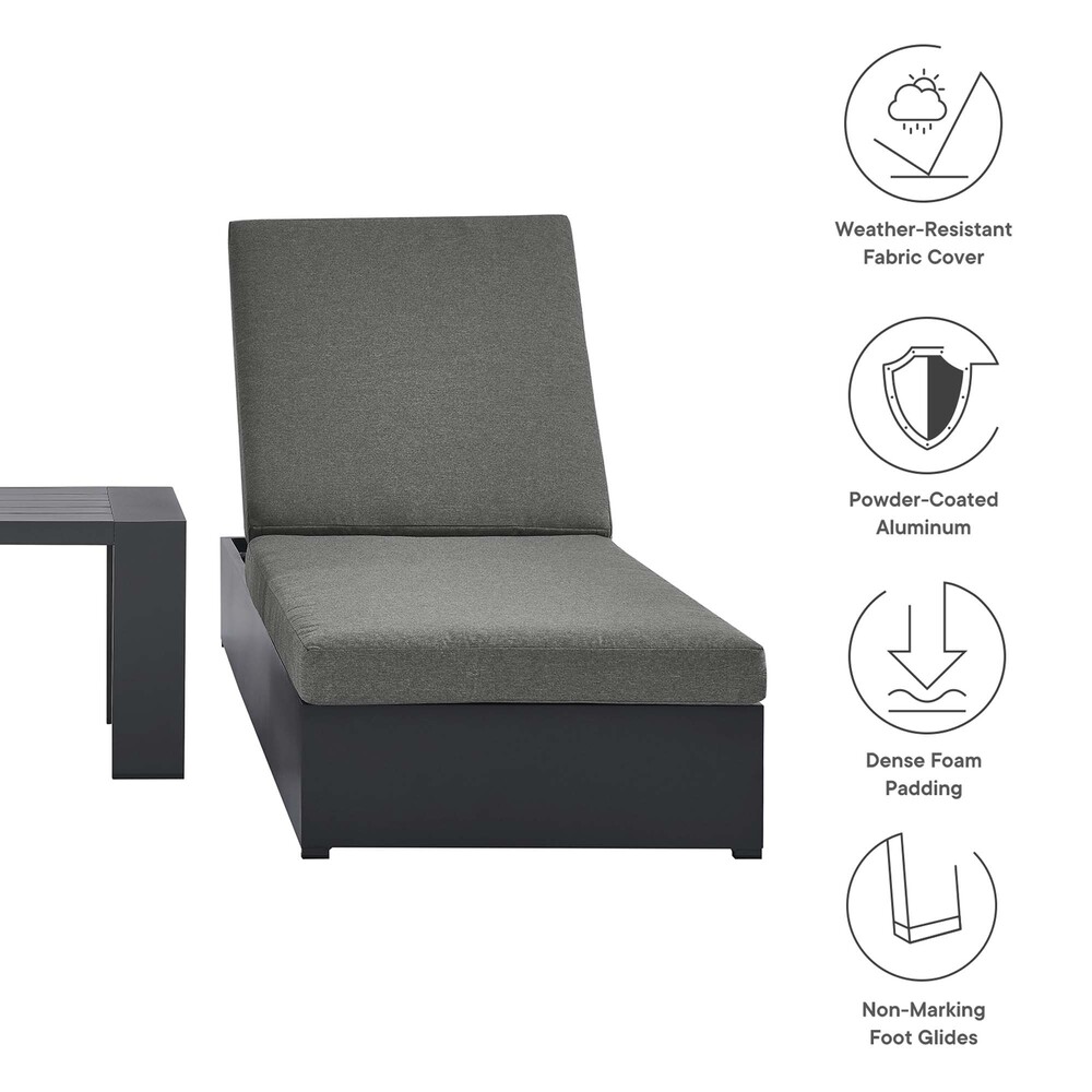 Tahoe 3-Piece Outdoor Patio Powder-Coated Aluminum Chaise Lounge Set in Gray Charcoal by Modway - Image 2