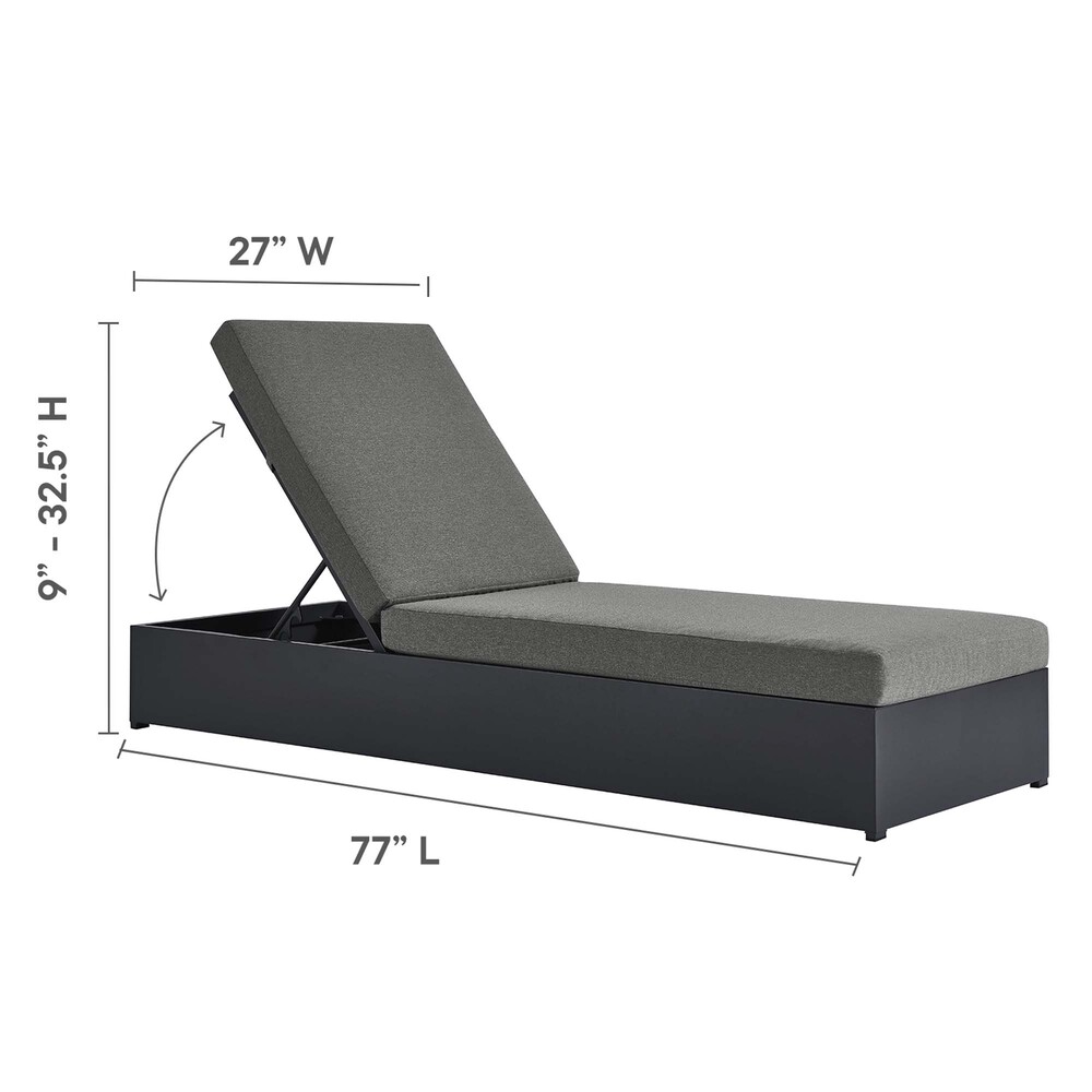 Tahoe 3-Piece Outdoor Patio Powder-Coated Aluminum Chaise Lounge Set in Gray Charcoal by Modway - Image 3