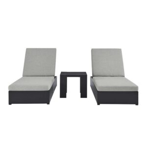 Tahoe 3-Piece Outdoor Patio Powder-Coated Aluminum Chaise Lounge Set in Gray Gray by Modway