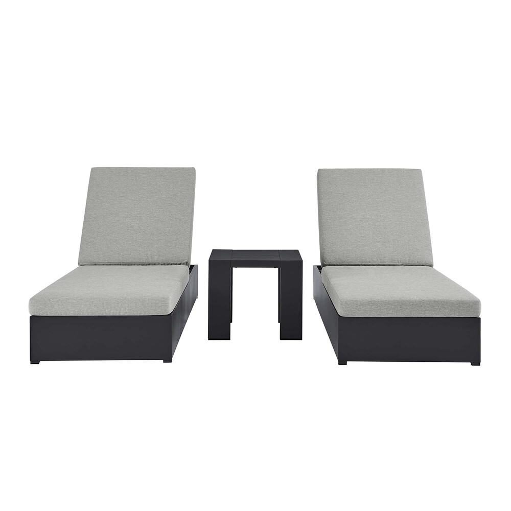 Tahoe 3-Piece Outdoor Patio Powder-Coated Aluminum Chaise Lounge Set in Gray Gray by Modway