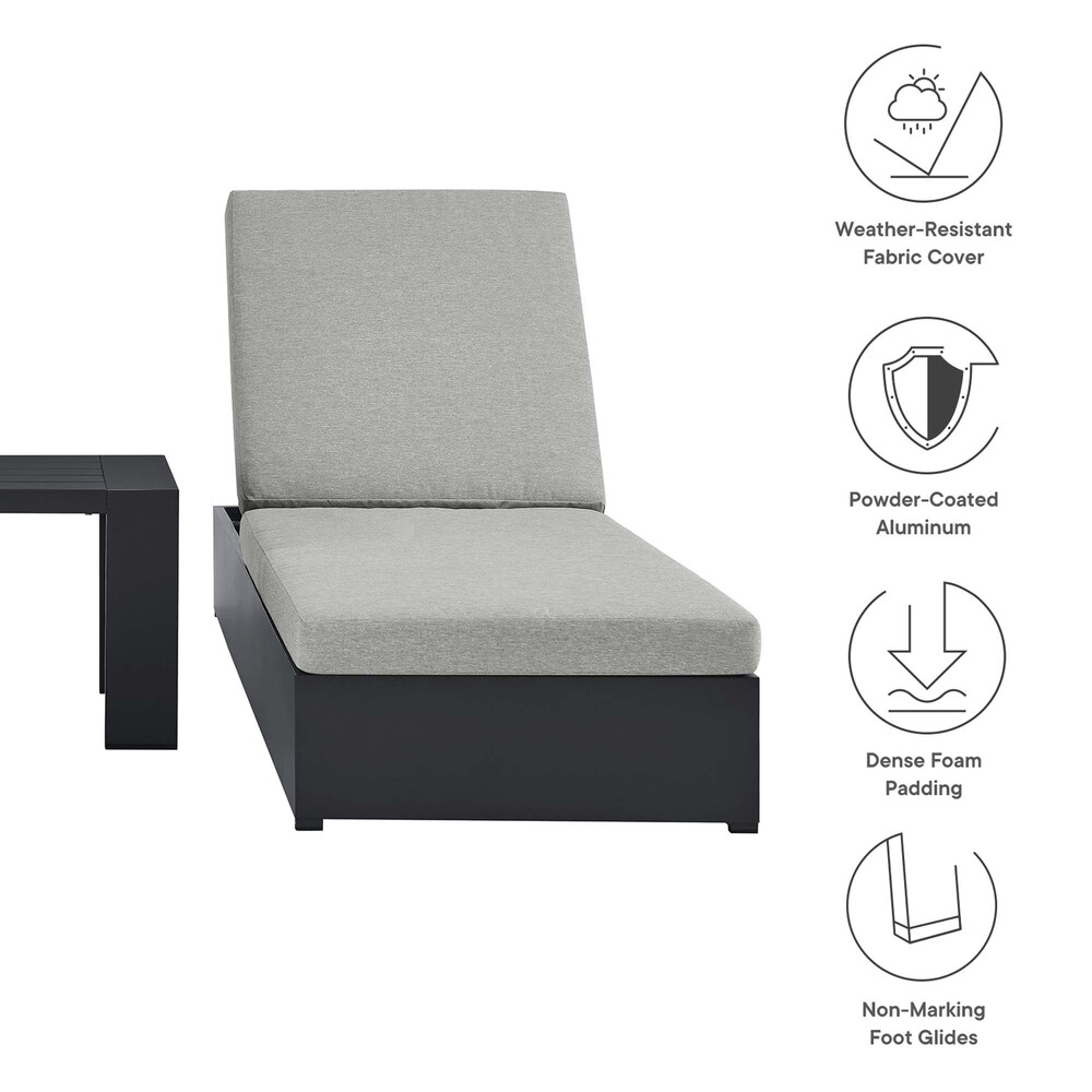Tahoe 3-Piece Outdoor Patio Powder-Coated Aluminum Chaise Lounge Set in Gray Gray by Modway - Image 2