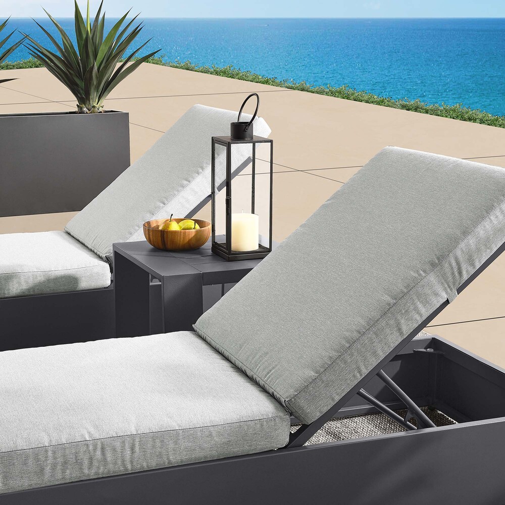 Tahoe 3-Piece Outdoor Patio Powder-Coated Aluminum Chaise Lounge Set in Gray Gray by Modway - Image 7