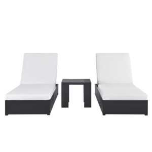 Tahoe 3-Piece Outdoor Patio Powder-Coated Aluminum Chaise Lounge Set in Gray White by Modway