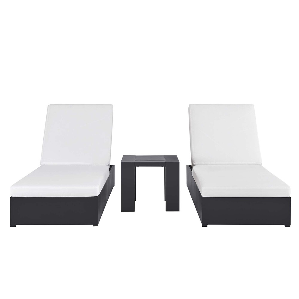 Tahoe 3-Piece Outdoor Patio Powder-Coated Aluminum Chaise Lounge Set in Gray White by Modway