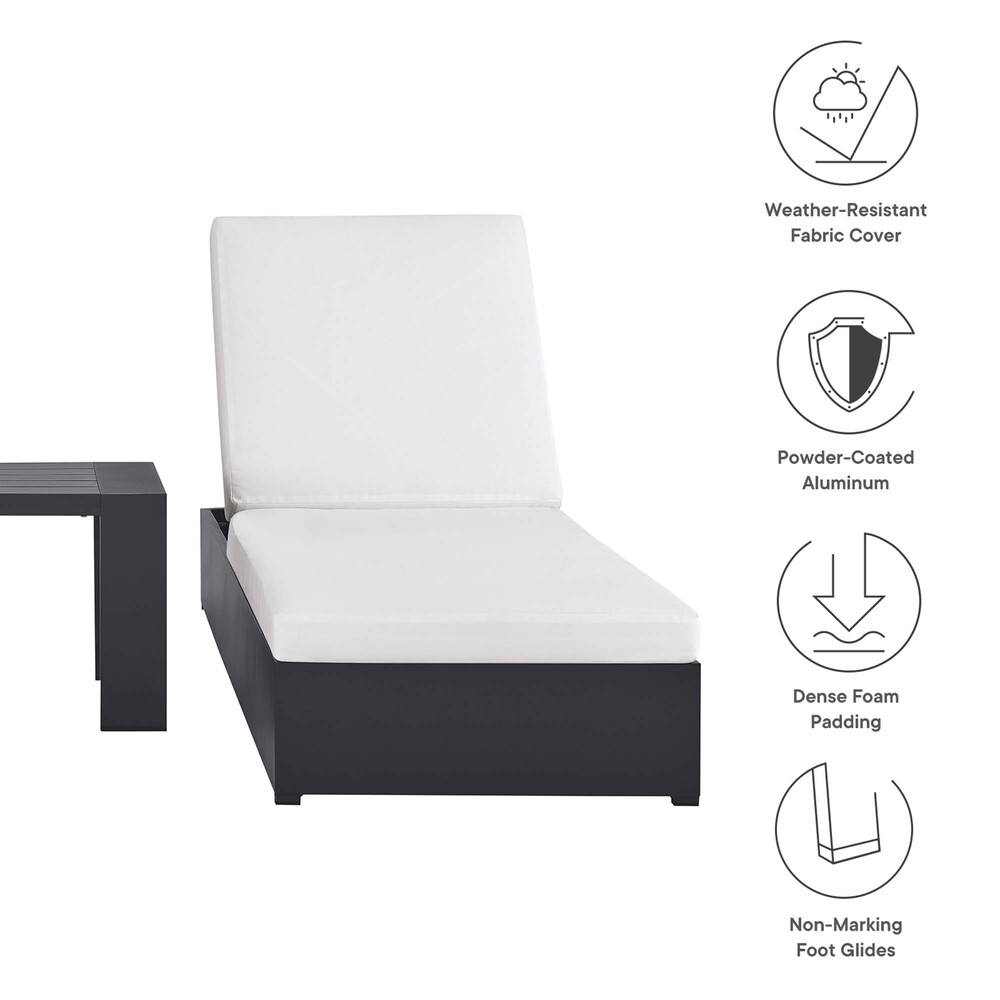 Tahoe 3-Piece Outdoor Patio Powder-Coated Aluminum Chaise Lounge Set in Gray White by Modway - Image 2