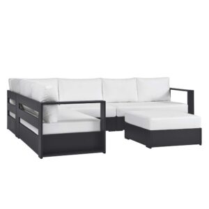 Tahoe 5-Piece Outdoor Patio Powder-Coated Aluminum Sectional Sofa Set in Gray White by Modway