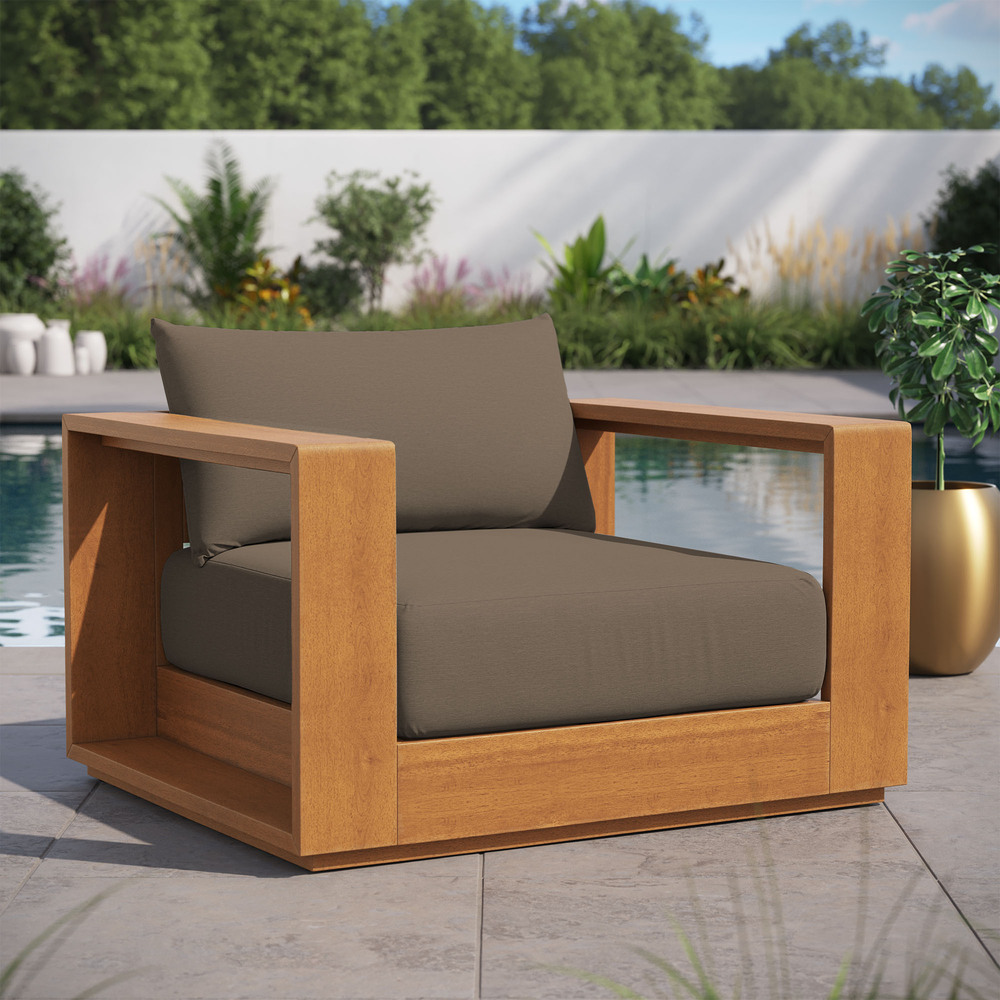 Tahoe Outdoor Patio Acacia Wood Chair in Natural Cocoa by Modway - Image 10