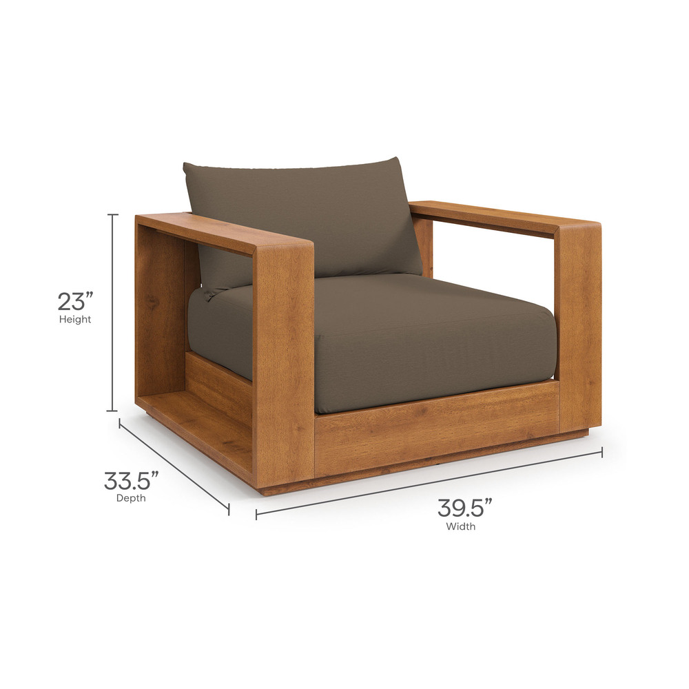 Tahoe Outdoor Patio Acacia Wood Chair in Natural Cocoa by Modway - Image 2