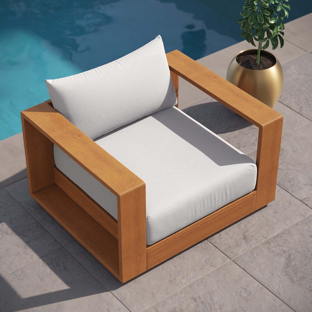 Tahoe Outdoor Patio Acacia Wood Chair in Natural Light Gray by Modway - Image 10