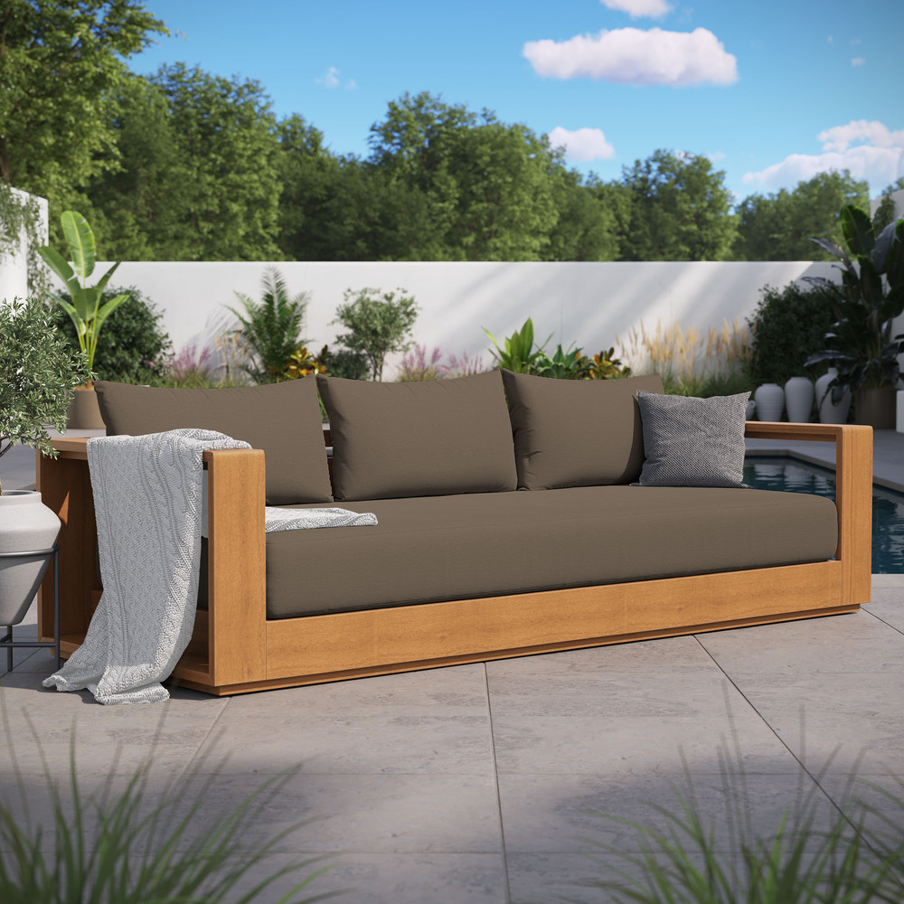 Tahoe Outdoor Patio Acacia Wood Sofa in Natural Cocoa by Modway - Image 10