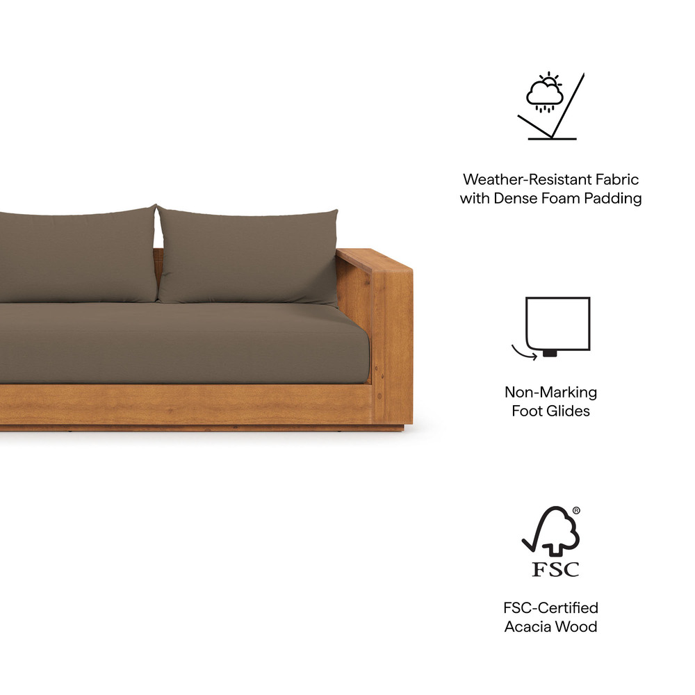 Tahoe Outdoor Patio Acacia Wood Sofa in Natural Cocoa by Modway - Image 3